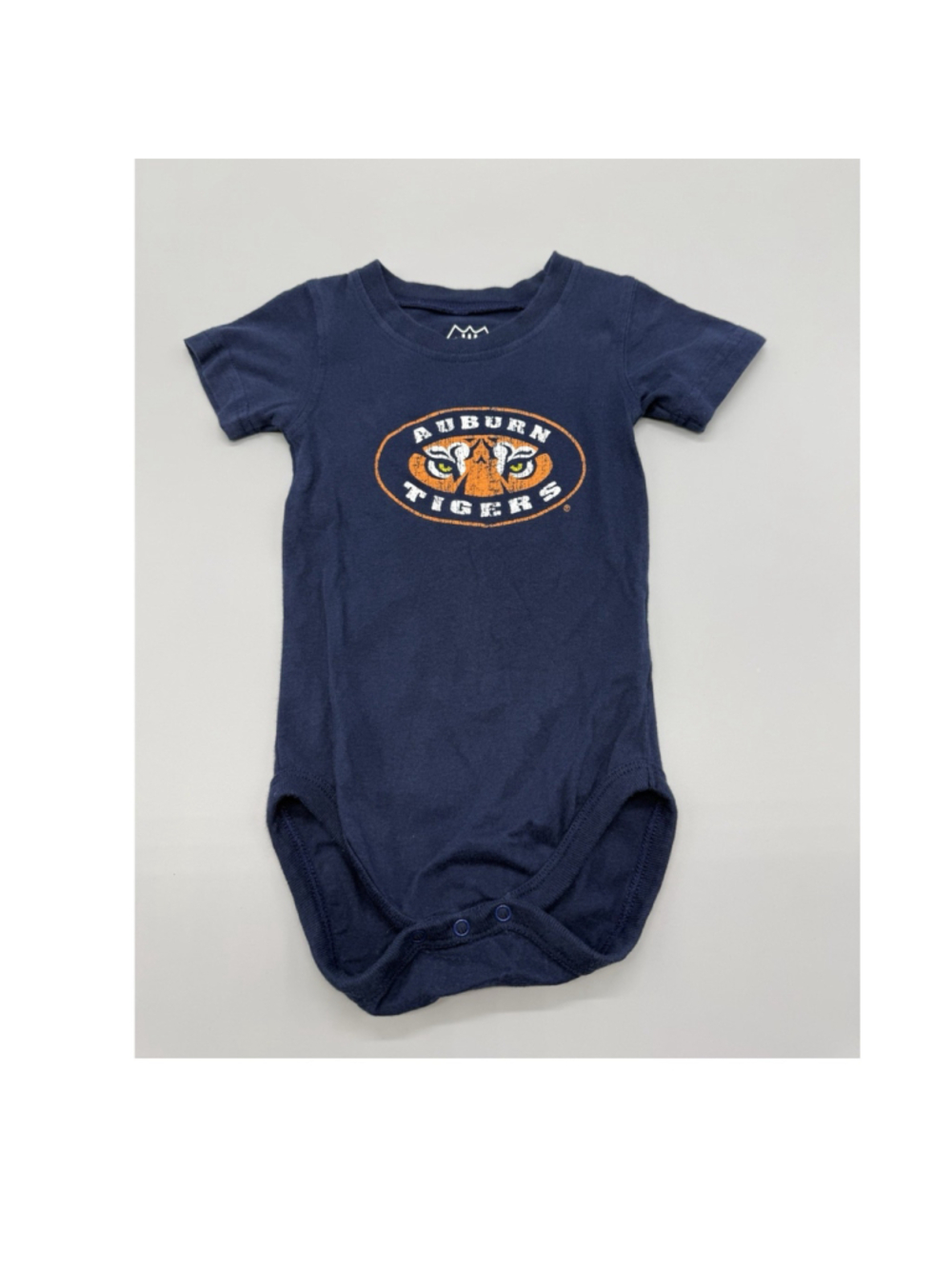 Wes and Willy Auburn Tigers Navy 6M Short Sleeve Organic Cotton Bodysuit
